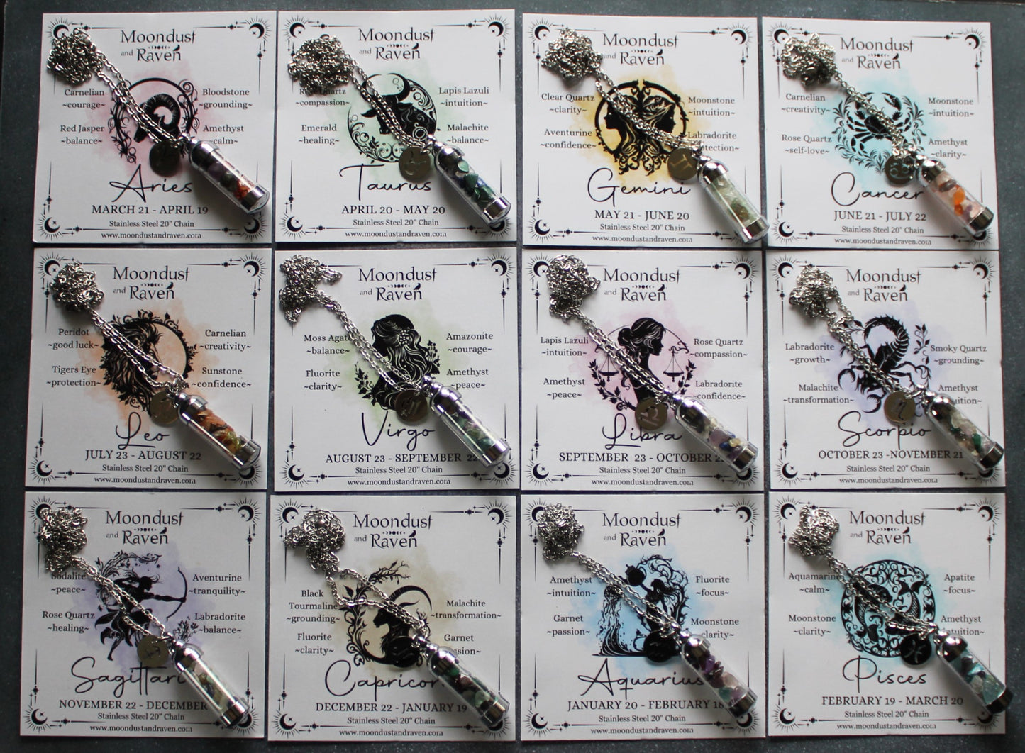 Pisces Crystal Vial Necklace