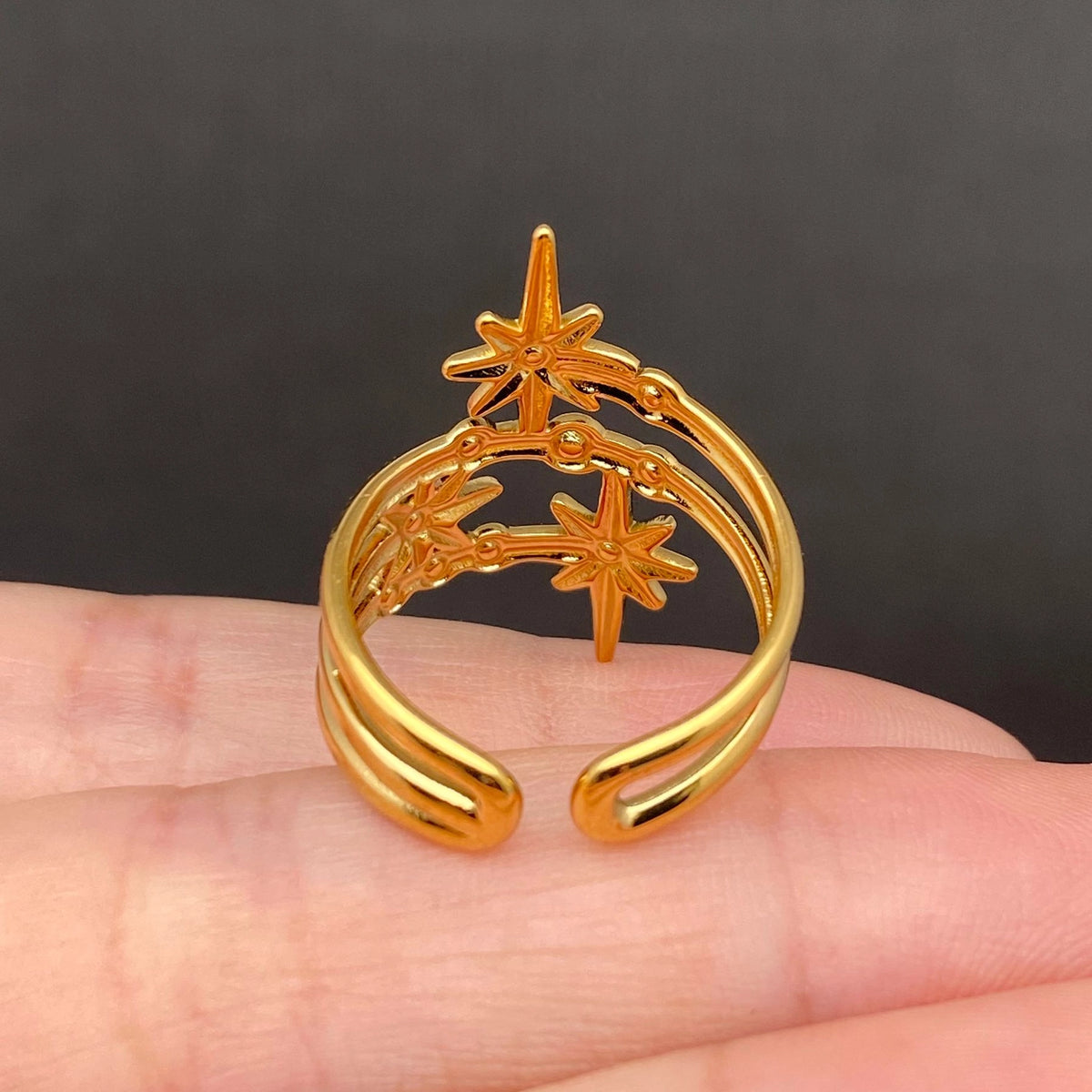 Two Tone Stars 18K Gold Plated S.Steel Ring