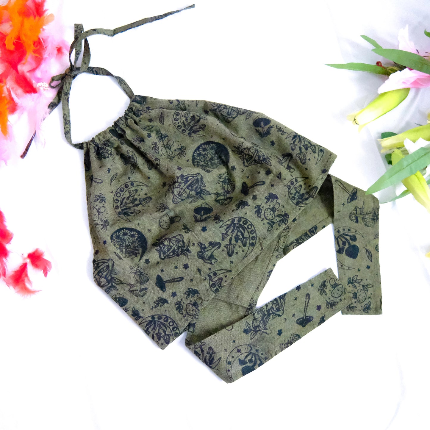 Mushroom/Celestial Cotton Halter Top
