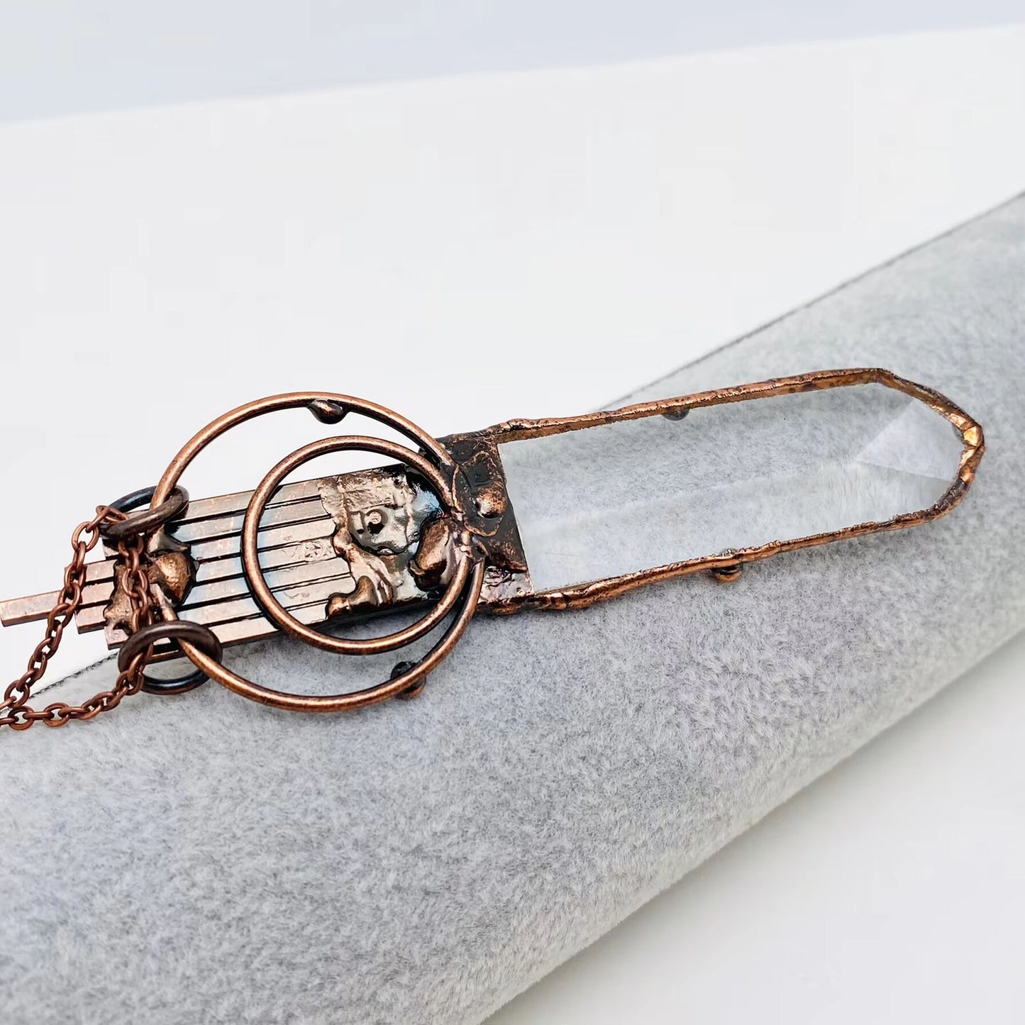 Vingtage Sword-Shaped Crystal Necklace