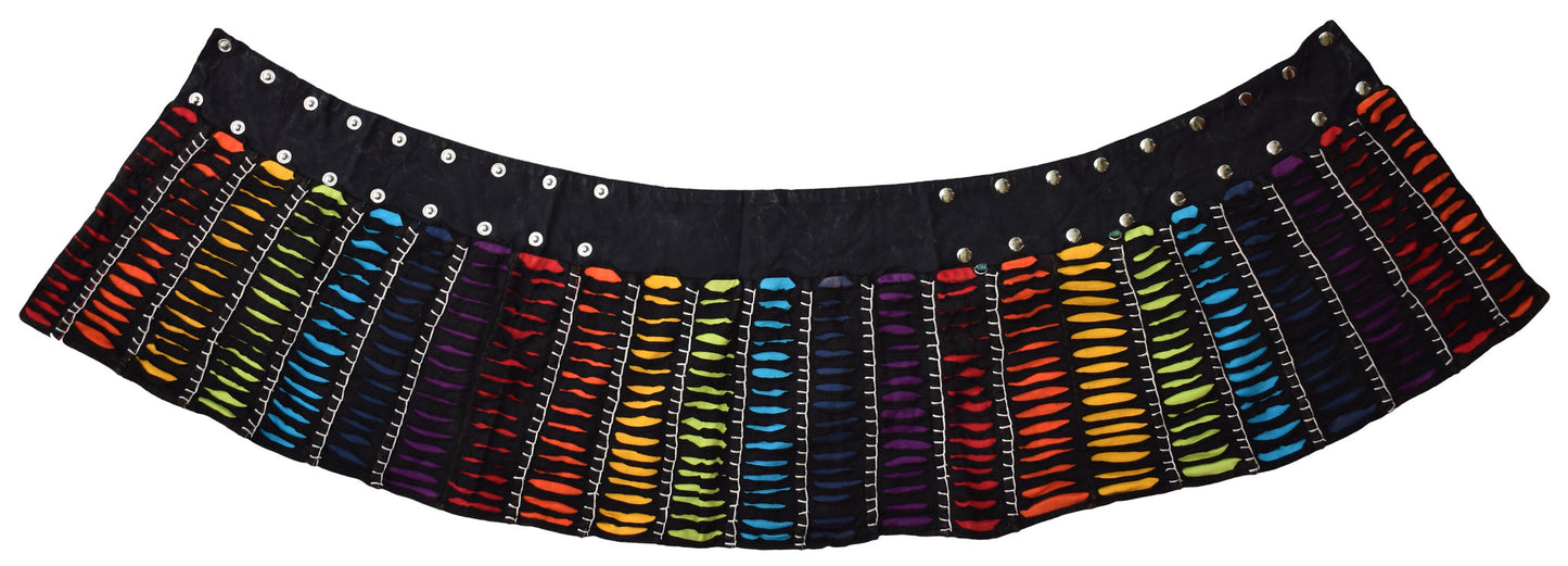 Reversible Cotton Boho Short Popper Mini Skirt Black Rainbow