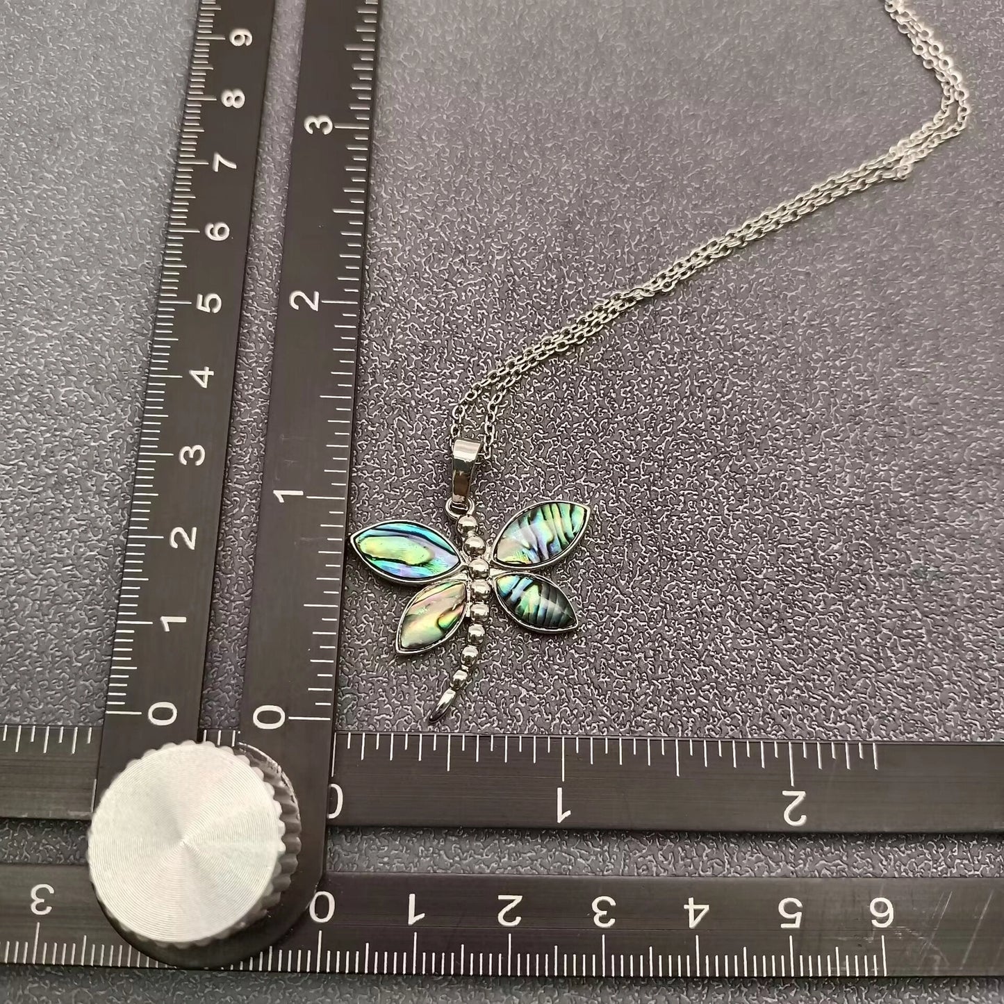 Natural Abalone Shell Dragonfly Charm Necklace