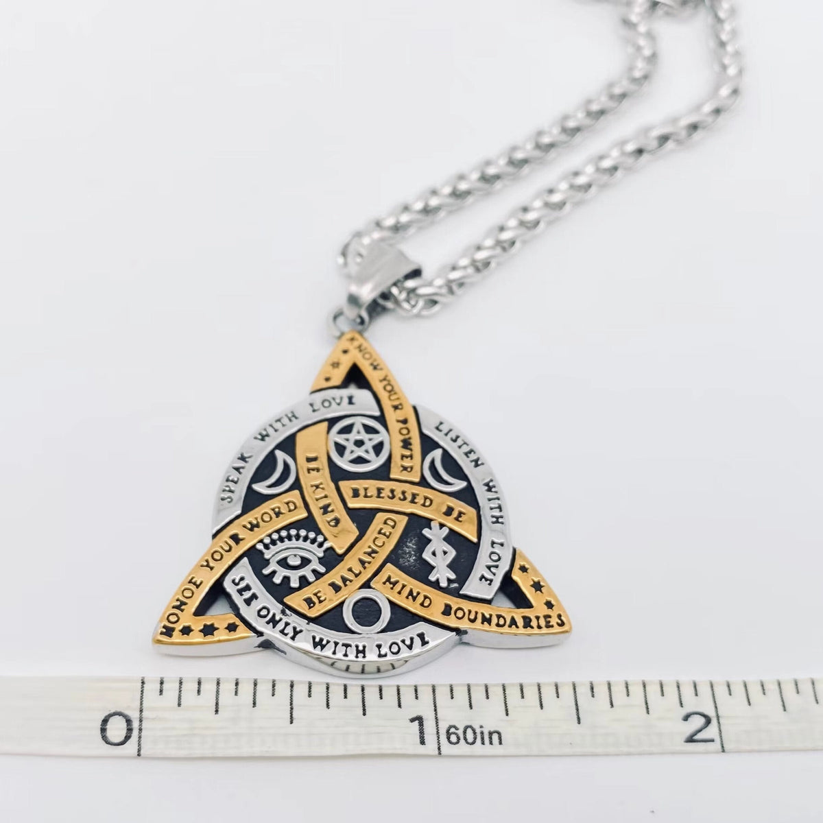 Triangle Star Moon Emblem Stainless Steel Necklace
