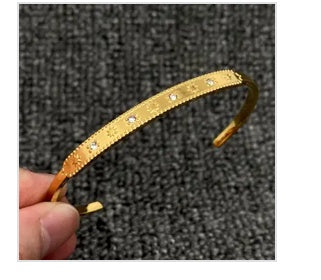 Cubic Zirconia Stars 18K Golden S.Steel Cuff