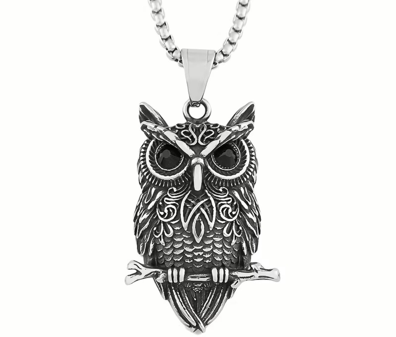 Steel Viking Owl Pendant