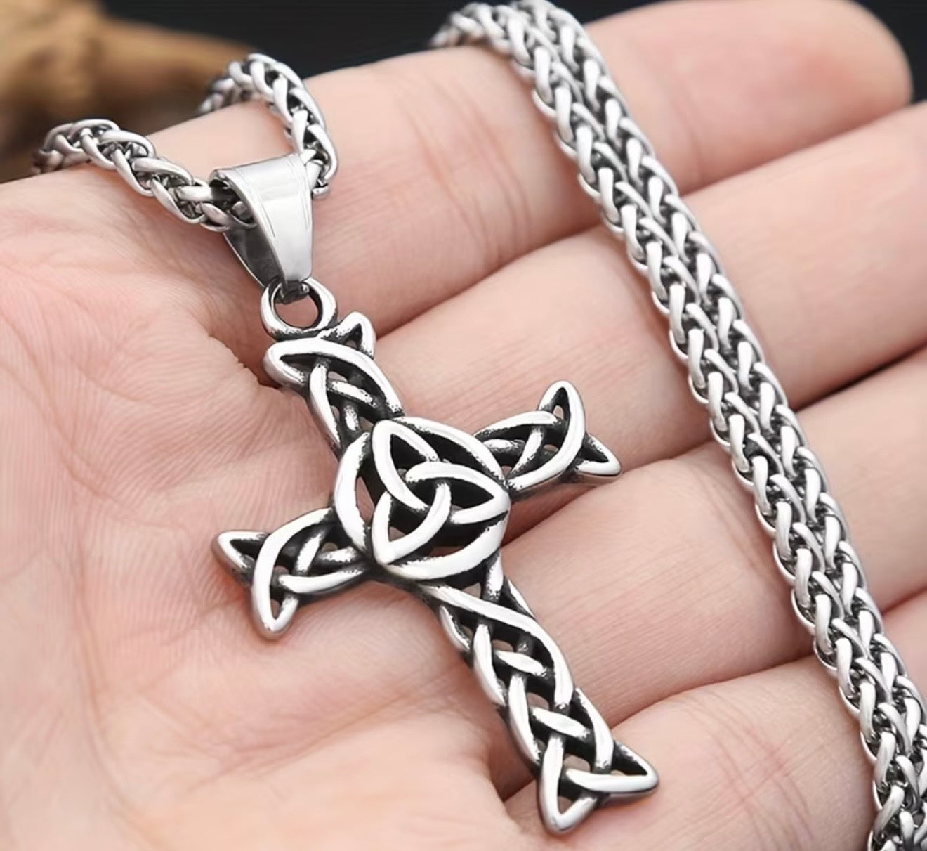 Celtic Stainless-Steel Cross Pendent
