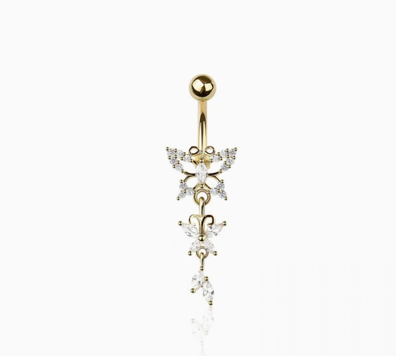 316L Surgical Steel Multi CZ Butterfly Belly Button