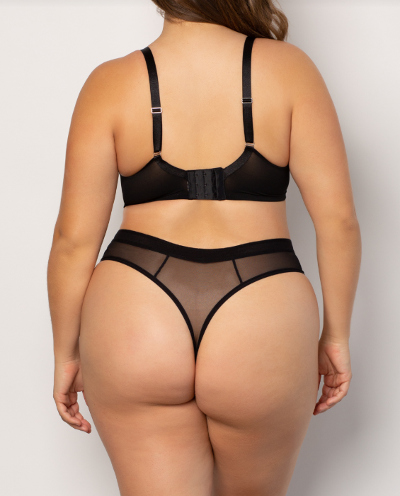 Sheer Mesh High Cut Thong Pantie