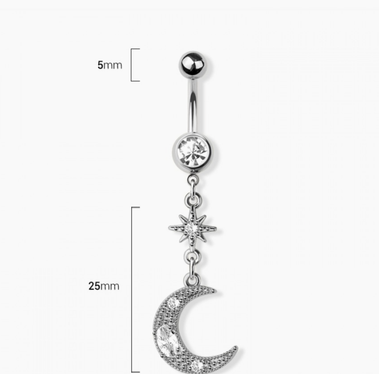 Moon Starburst 316L Surgical Steel Belly Ring