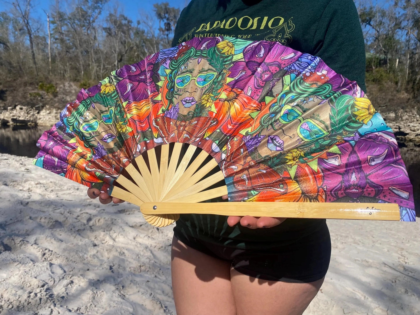Caught A Vibe Bamboo Folding Hand Fan