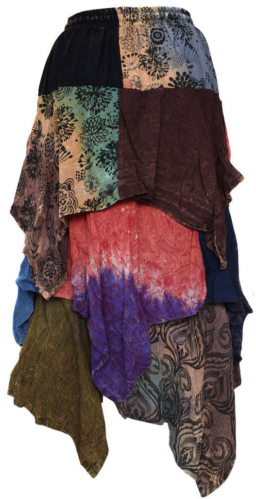 3 Layered Patchwork Tiered Pixie Skirt