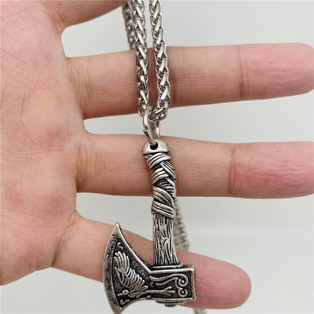 Men's Raven Double Sided Axe Necklace