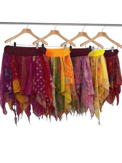 Women Chiffon Pixie Elastic Waist Asymmetric Skirt