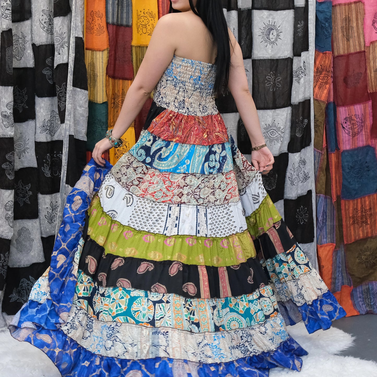 Patchwork Boho High Low Summer Boho Dress