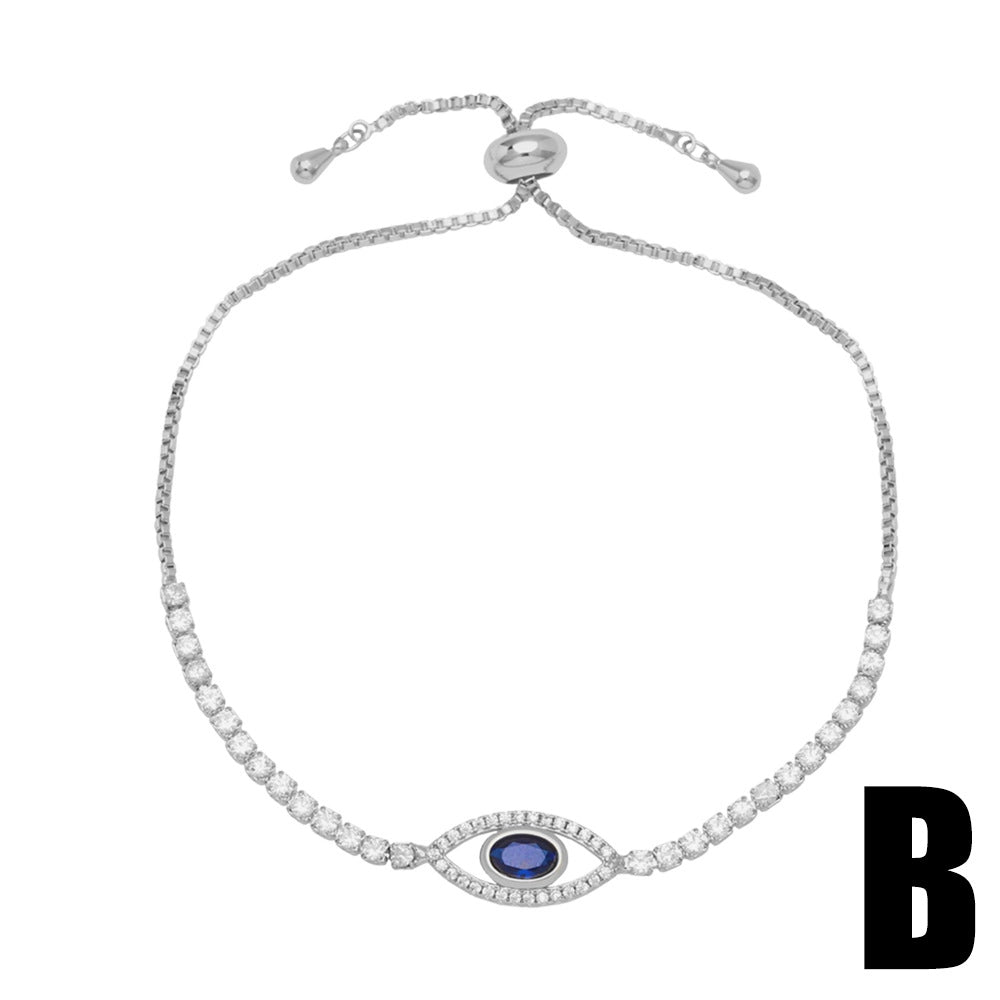 Multi-Style Zircon-Inlaid Evil Eye Bracelet