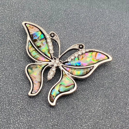 Abalone Shell Silver Butterfly Brooch