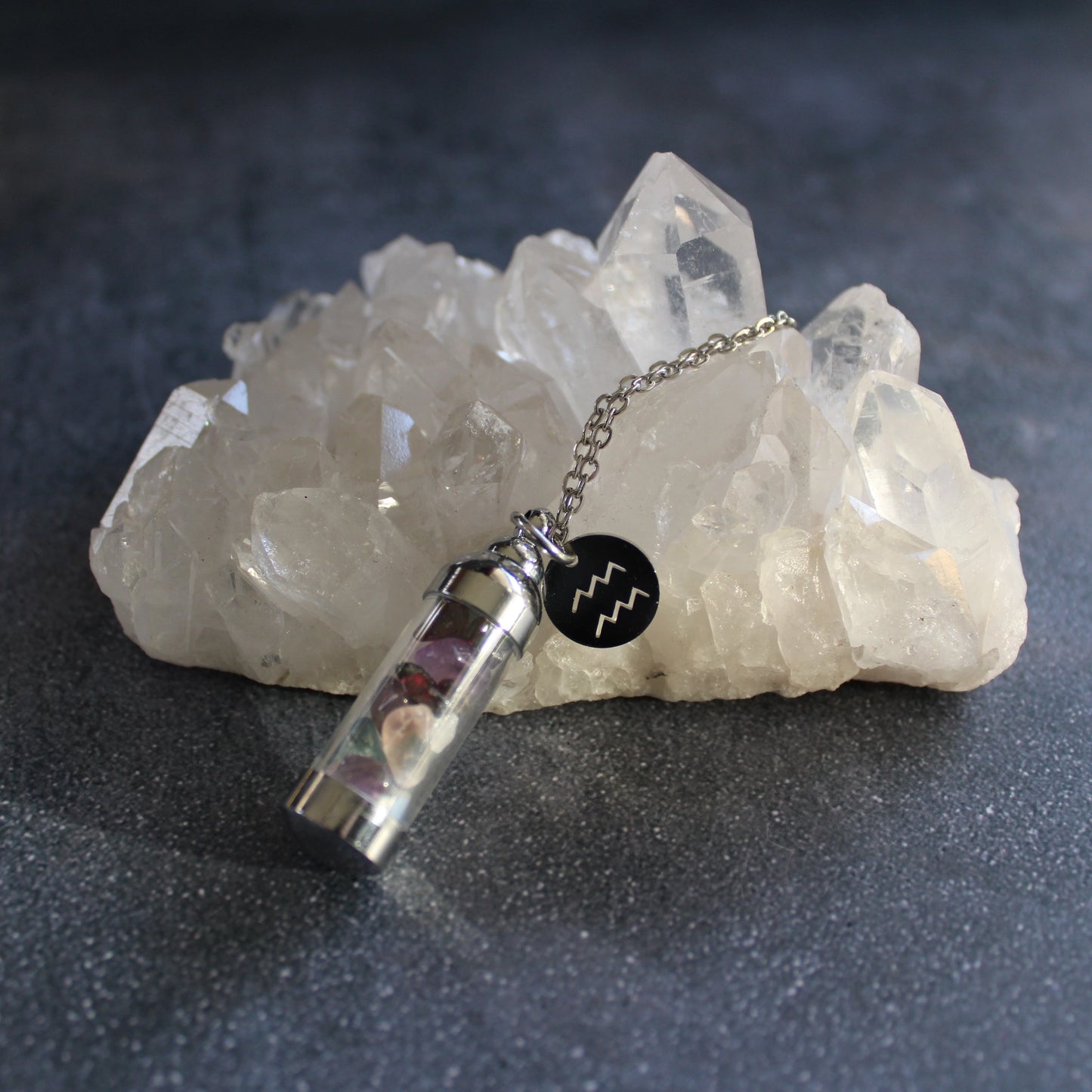 Aquarius Crystal Vial Necklace