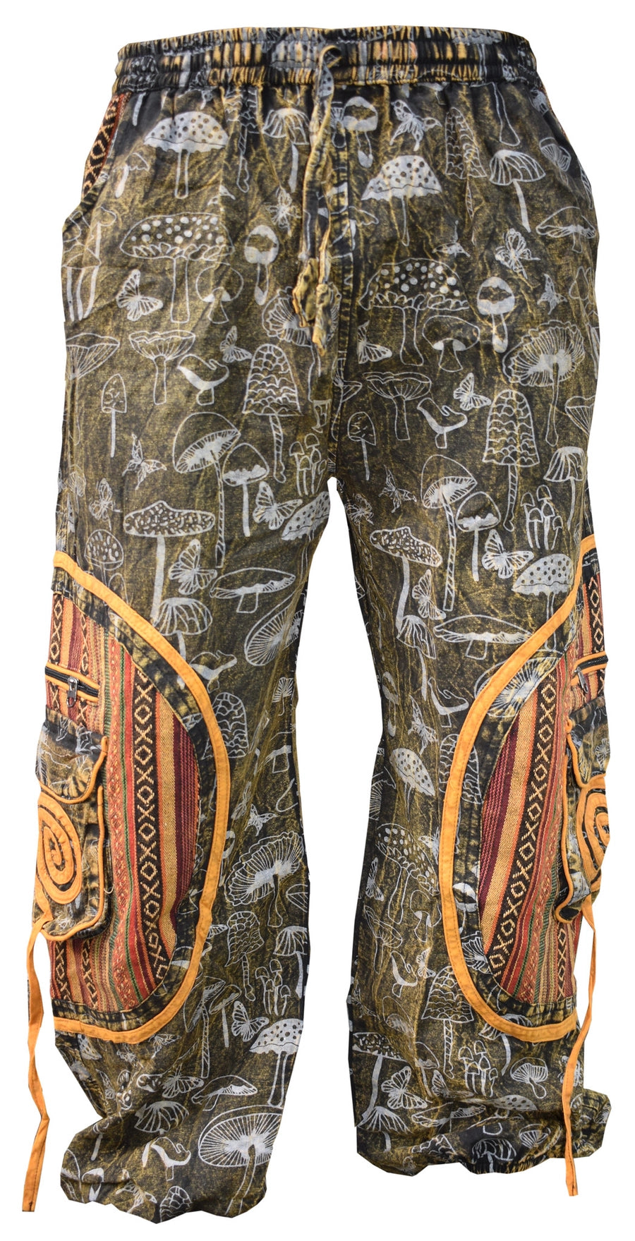 Mushroom Print Chakra Embroidery Ali Baba Baggy Trousers