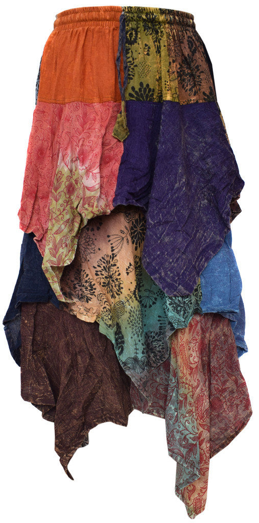 3 Layered Patchwork Tiered Pixie Skirt
