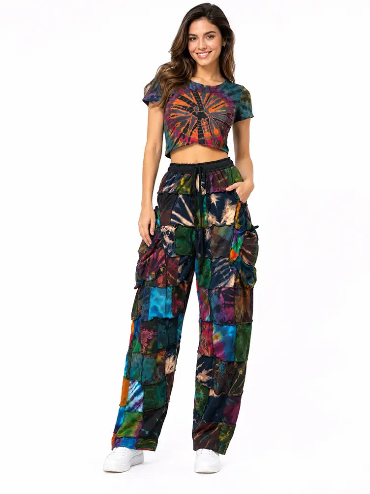 Cotton Tiedye Patched Pants