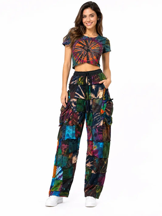 Cotton Tiedye Patched Pants