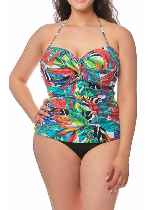 Plus Size Red Halter Neck Ruched Top