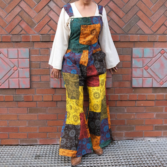 Patchwork Celestial Wide Leg Jumpsuit with Pocket