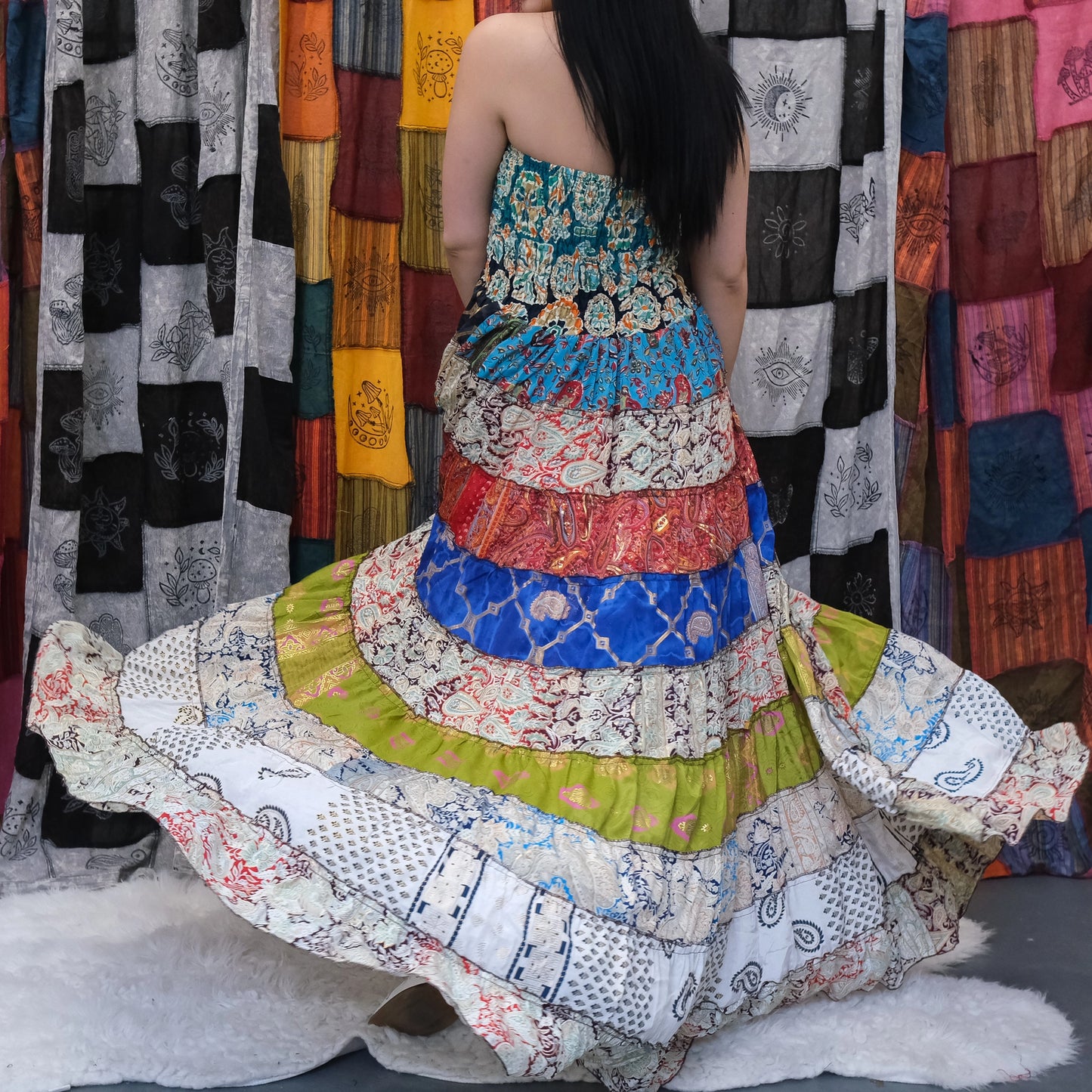 Patchwork Boho High Low Summer Boho Dress