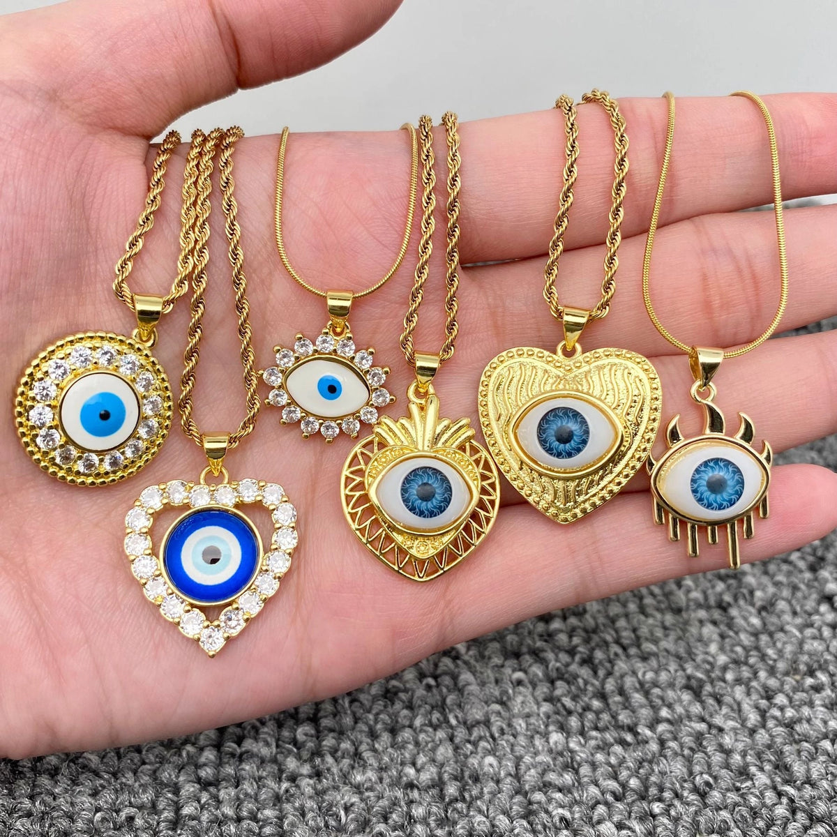 Multi Style Evil Eyes Gold Plated S.Steel Necklace