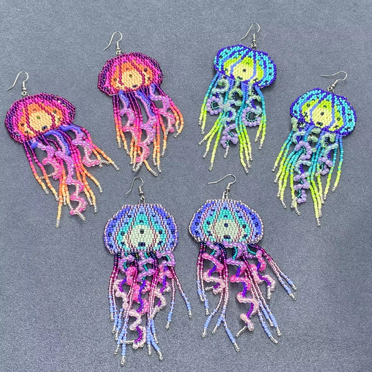 Colorful Jellyfish Beads Fringe Earrings