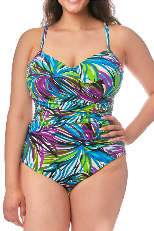 Plus Size Purple Ruching One-Piece