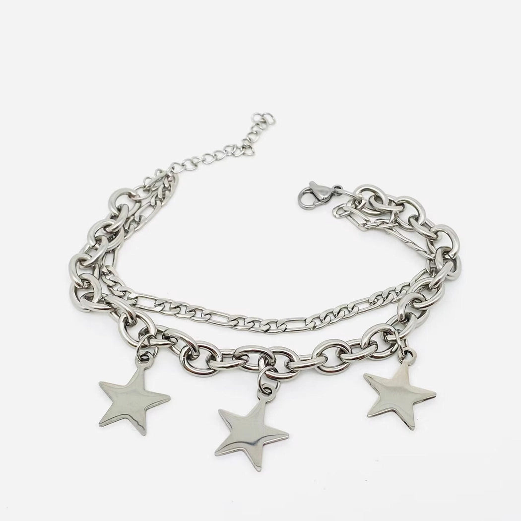 3 Stars Charm Stainless Steel Bracelet