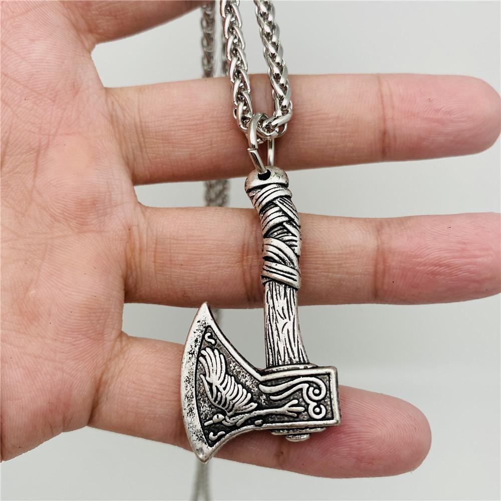 Men's Raven Double Sided Axe Necklace