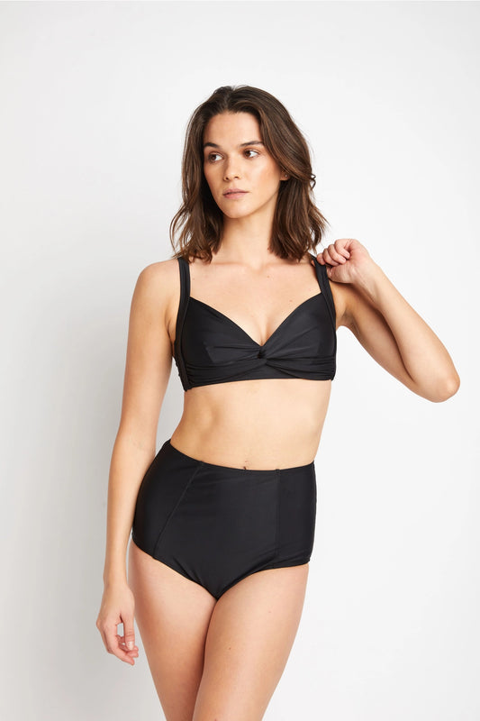 Vintage Style Black Knotted Front Bikini