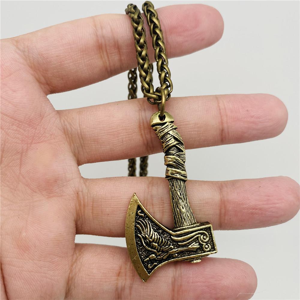 Men's Raven Double Sided Axe Necklace