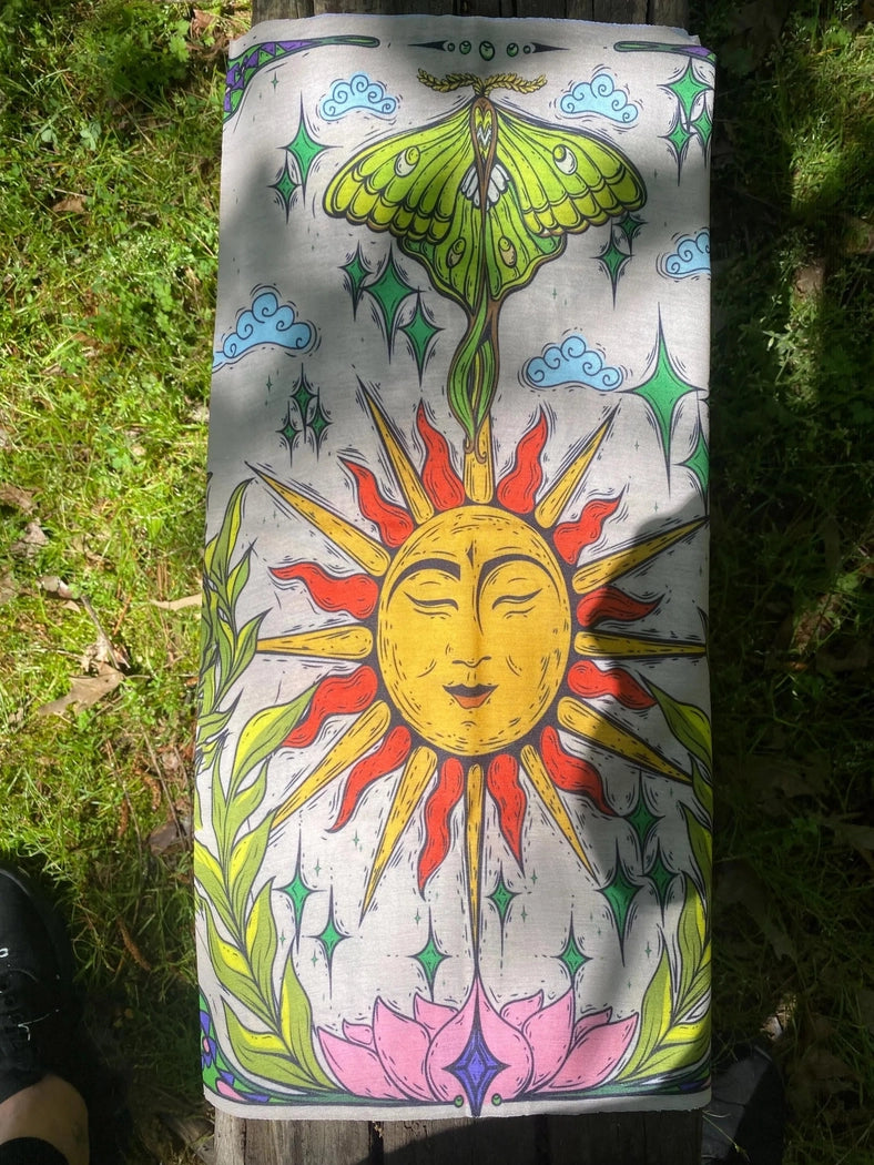Sun and Luna Moth Face Mask, Face Shield, Buff, Neck Gaiter
