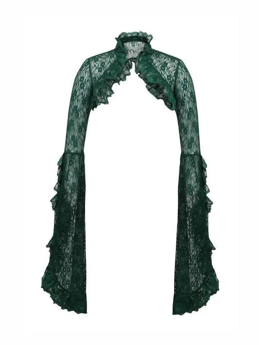 Dark Green Lace Shrug Bolero Jacket