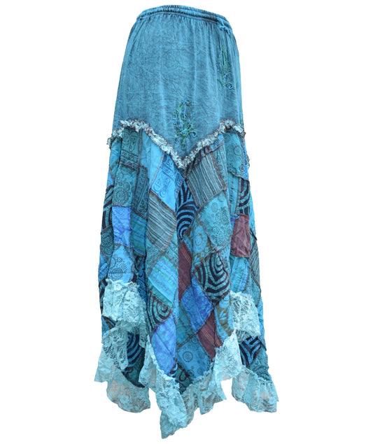 Patchwork Bohemian Lace Hem Cotton Pixie Skirt