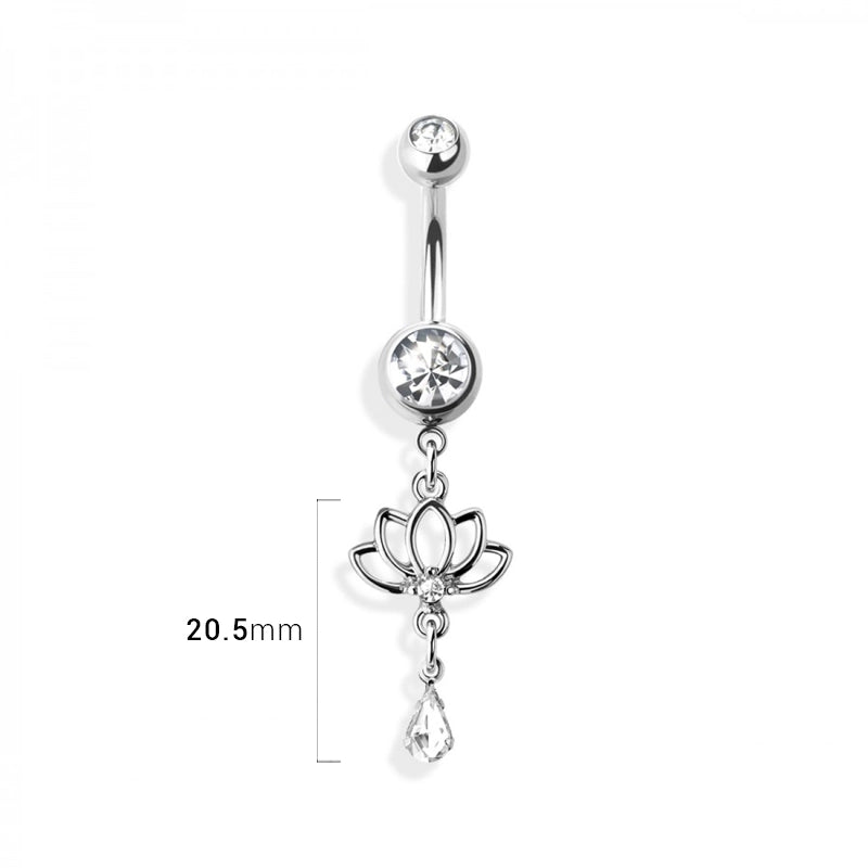Lotus 316L Surgical Steel Dangle Ring