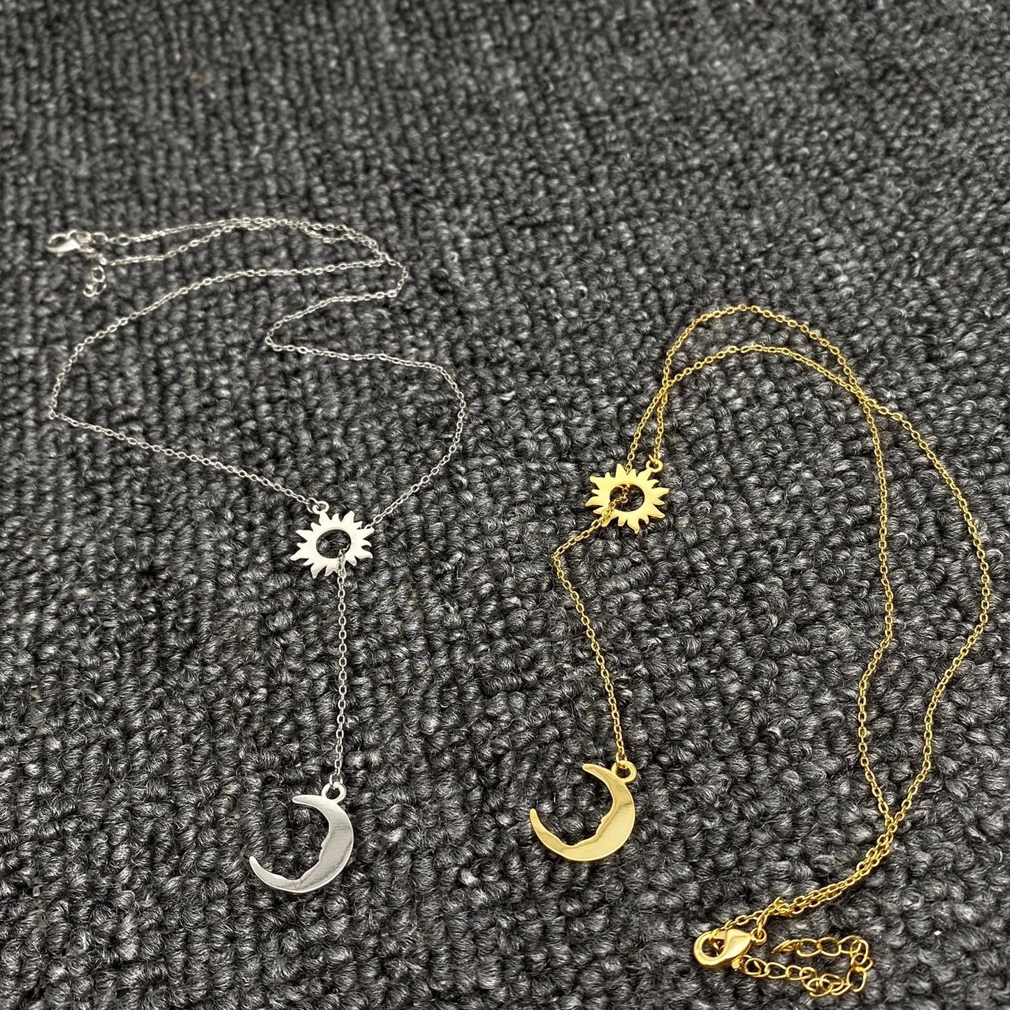 18K Gold Plated Sun Moon Lariat