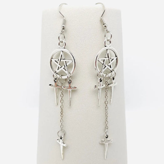 Five-Pointed Star Dagger Gothic Earrings