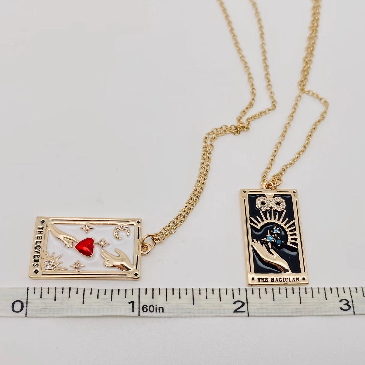 Enamel Tarot Inlay CZ Necklace