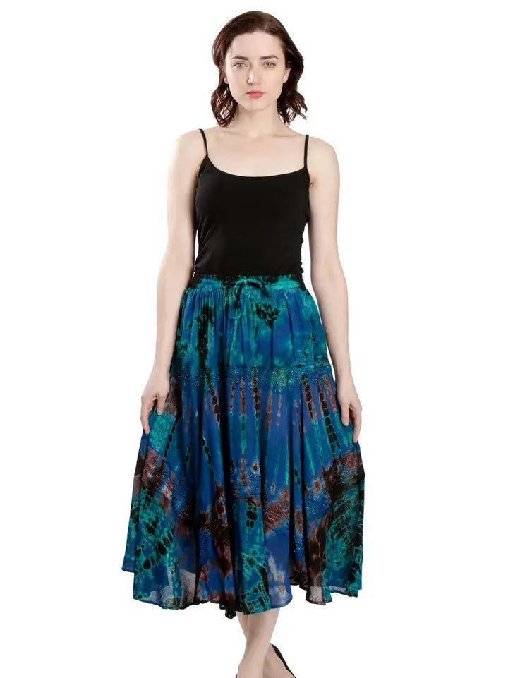 Tie-Dye Mid Length Skirt