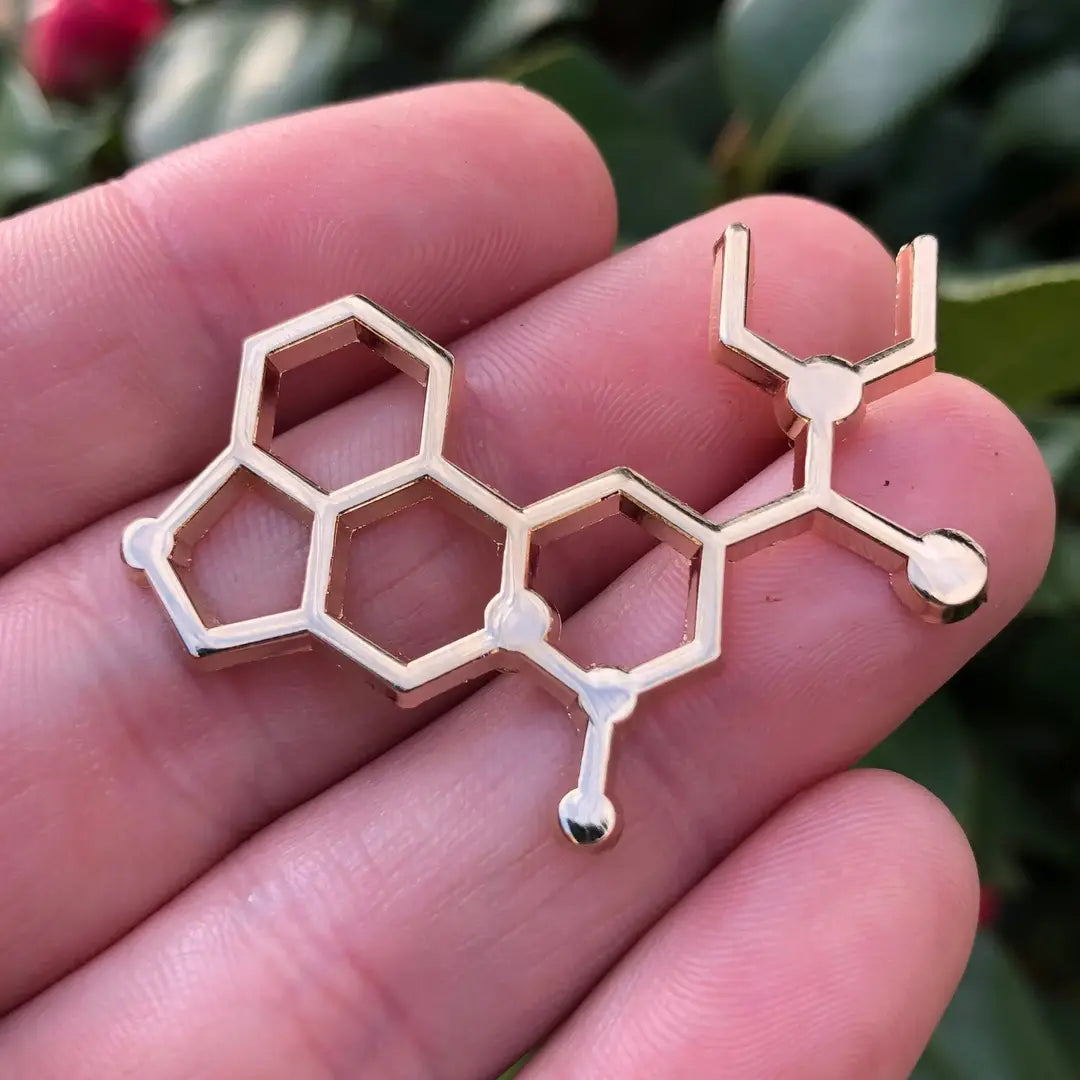 Lsd Molecule Pin – 1.5" Gold Science Lapel Collectible