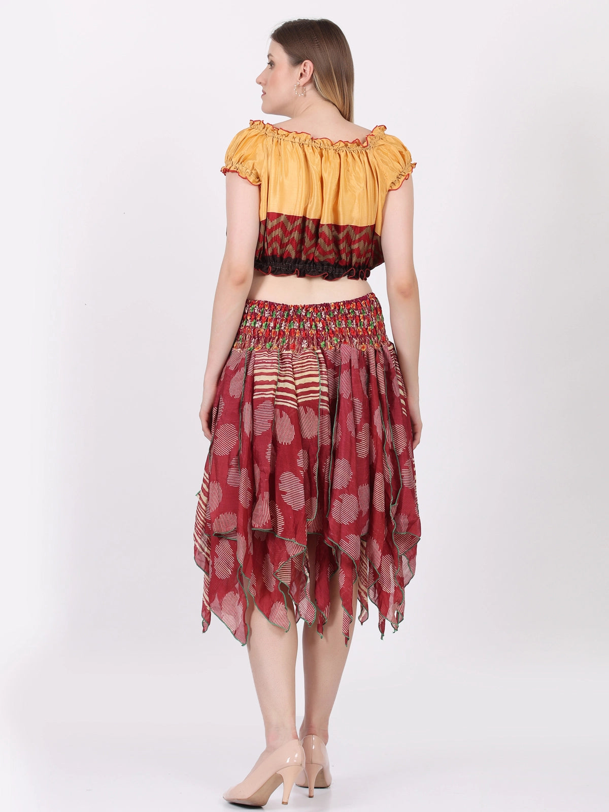 Women's Pixie Diamond Cut Printed Asymmetric Skirt