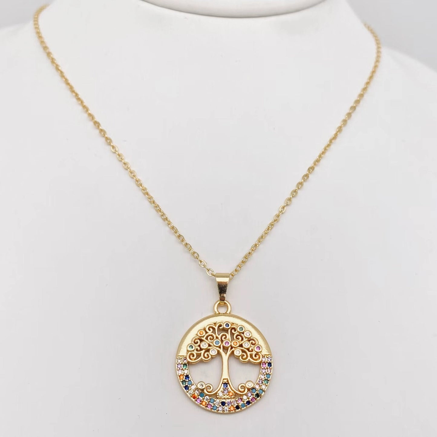 Colorful "Tree of Life" Stainless Steel Necklace