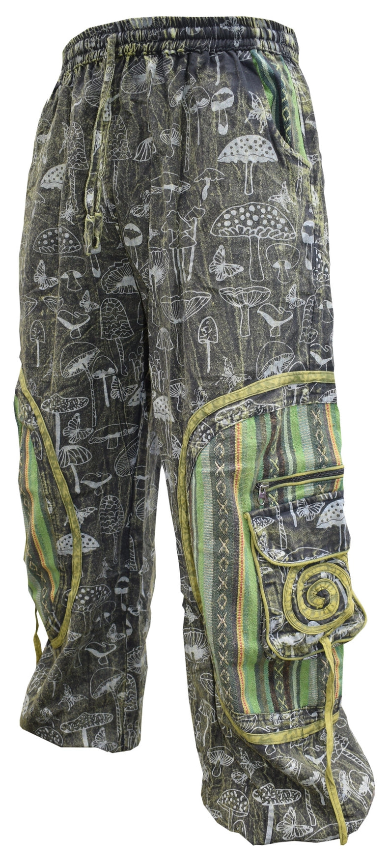 Mushroom Print Chakra Embroidery Ali Baba Baggy Trousers