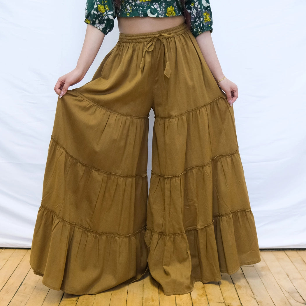 Flowy Tiered Wide Leg Pants with Pockets