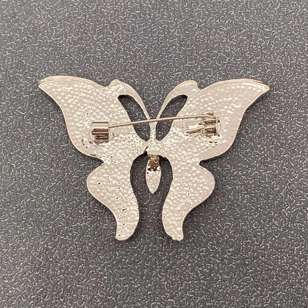 Abalone Shell Silver Butterfly Brooch