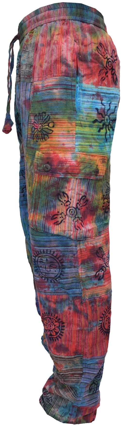 Tie Dye Cotton Festival Patchwork Cargo Pants - COMING SOON